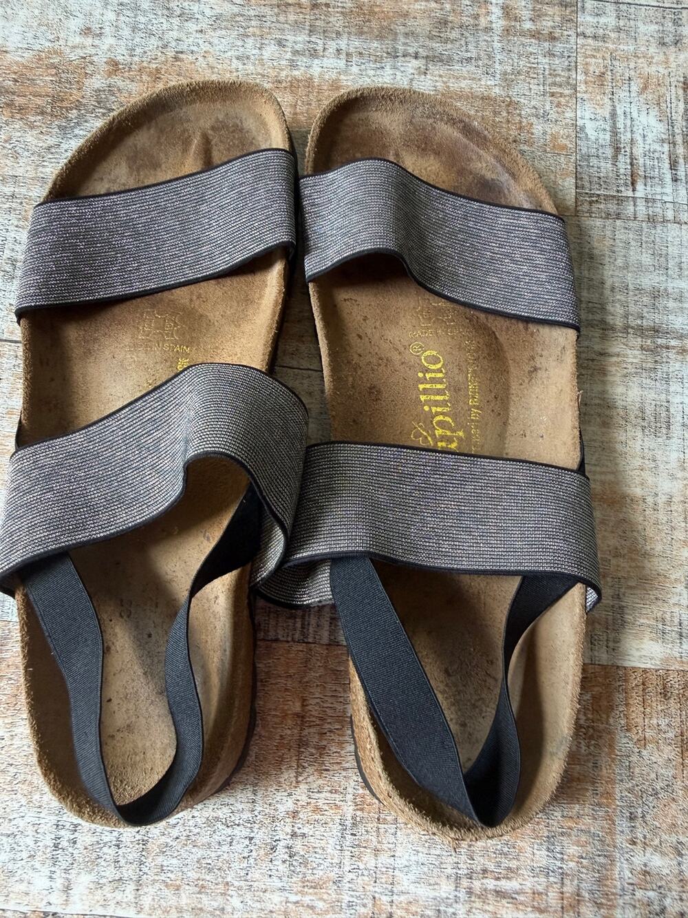 Birkenstock Papillio Boho Sandals Elastic Slingback Silver Size EU 39 US 8.5